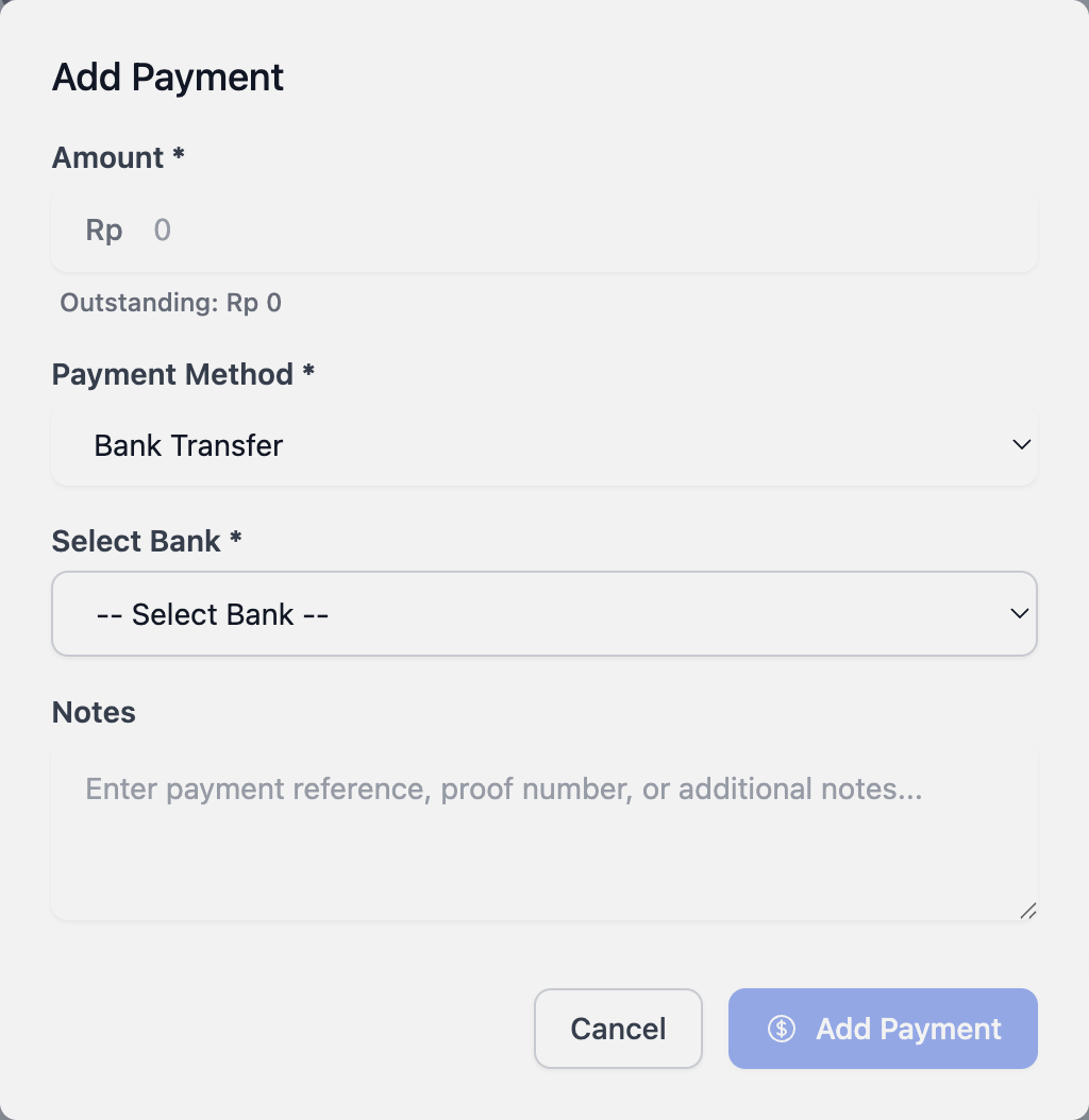 Payment Modal Layanan Konsumsi & Katering