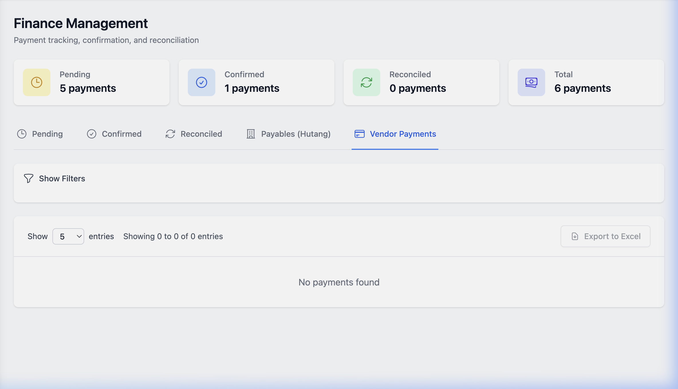 Vendor Payments History