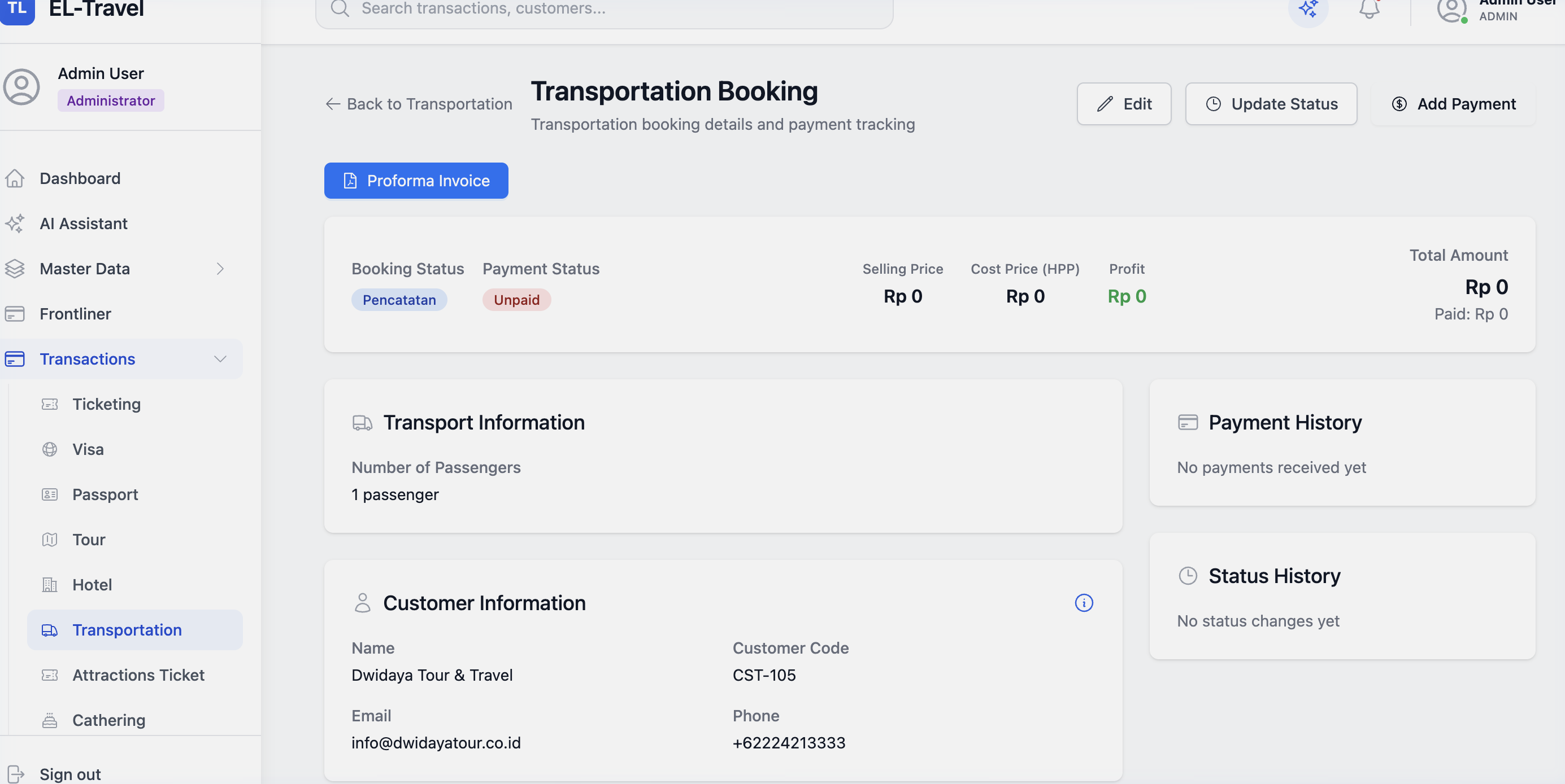 Payment Modal Sewa Kendaraan & Transportasi Darat